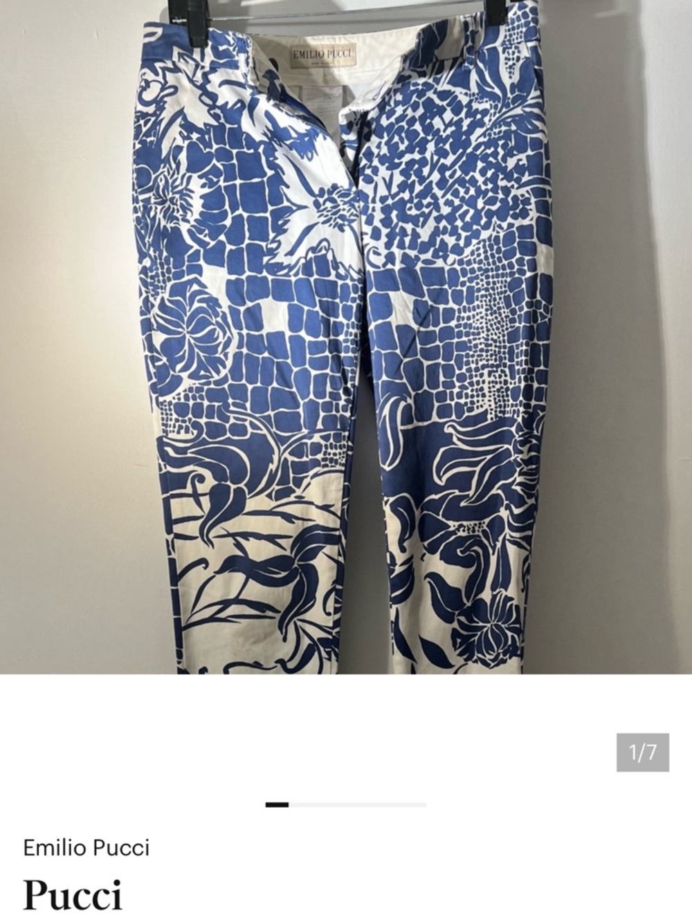 Emilio Pucci Navy and White Printed Trousers